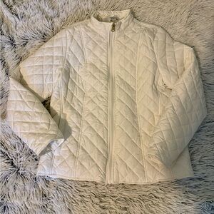 Kim Rogers White Quilted Full Zip Jacket Size Small